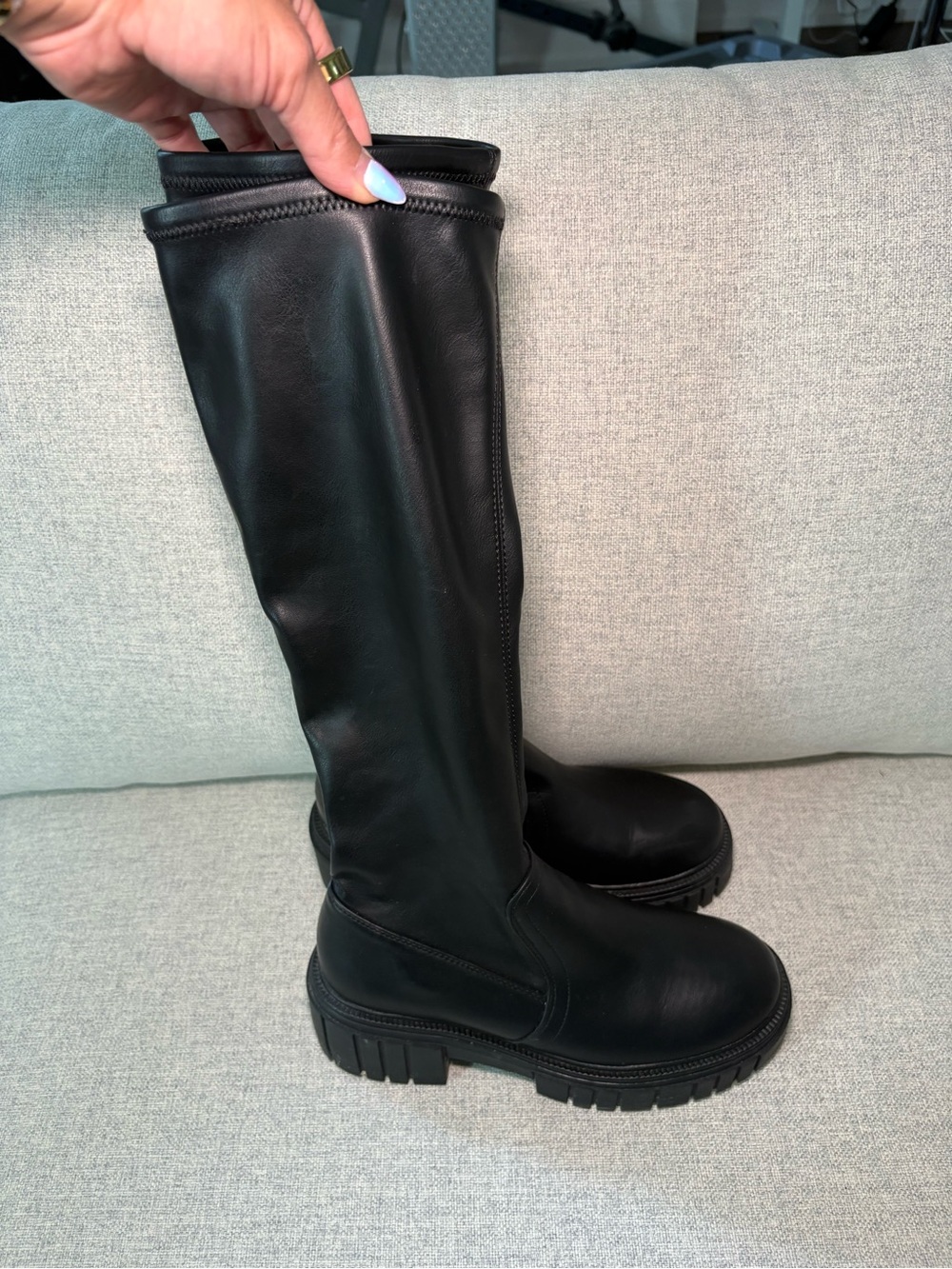 Call It Spring Black Over-the-Knee Chunky Sole Boots